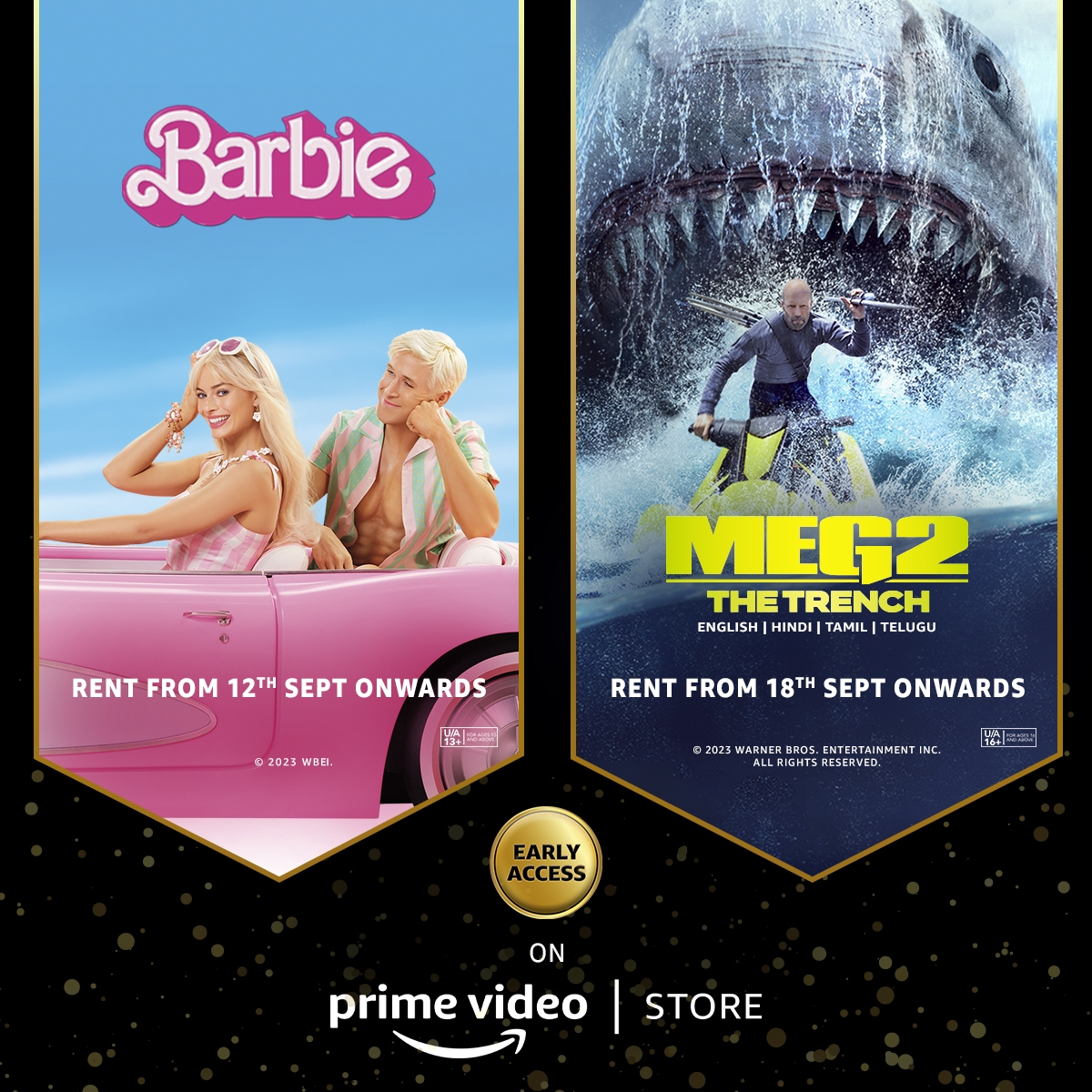 Prime Video Announces the Premiere of Worldwide Blockbusters Barbie and Meg 2: The Trench