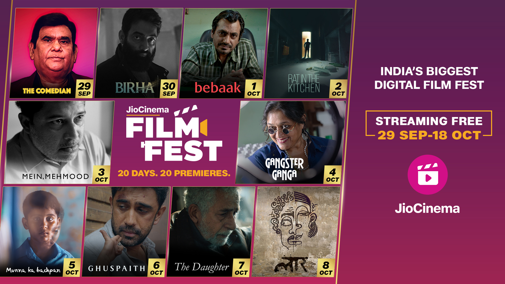 JioCinema launches India’s biggest Digital Film Festival starting 29th September!