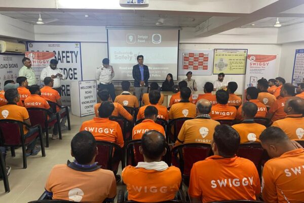 Delivering Safely: Swiggy Partners with Gurugram Traffic Police for Road Safety and Traffic Awareness Workshop