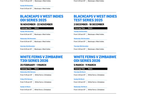 Prime Video Brings Every Ball of New Zealand’s Upcoming 2025-26 Home Season Live to India