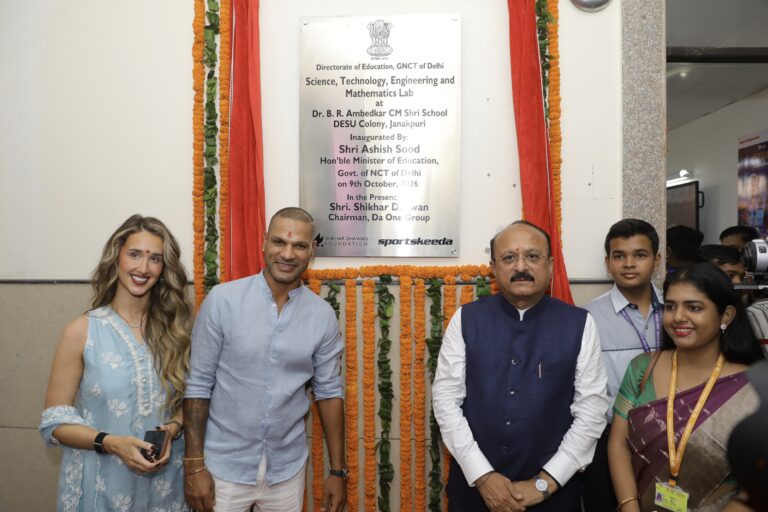 Shri Ashish Sood, Hon’ble Minister of Home & Education, Government of NCT of Delhi and Shikhar Dhawan inaugurate new STEM Lab under Shikhar Dhawan Foundation’s STEM Shiksha initiative with CSR support from Sportskeeda